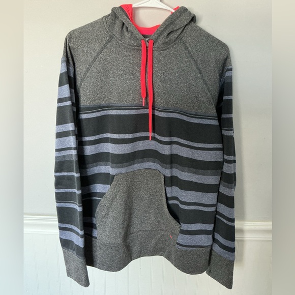 adidas Tops - Adidas Ultimate Hoodie Gray, Black and Blue Striped Hoodie
